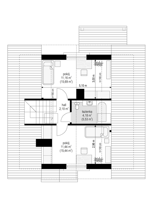 Rzut poddasza POW. 38,8 m²