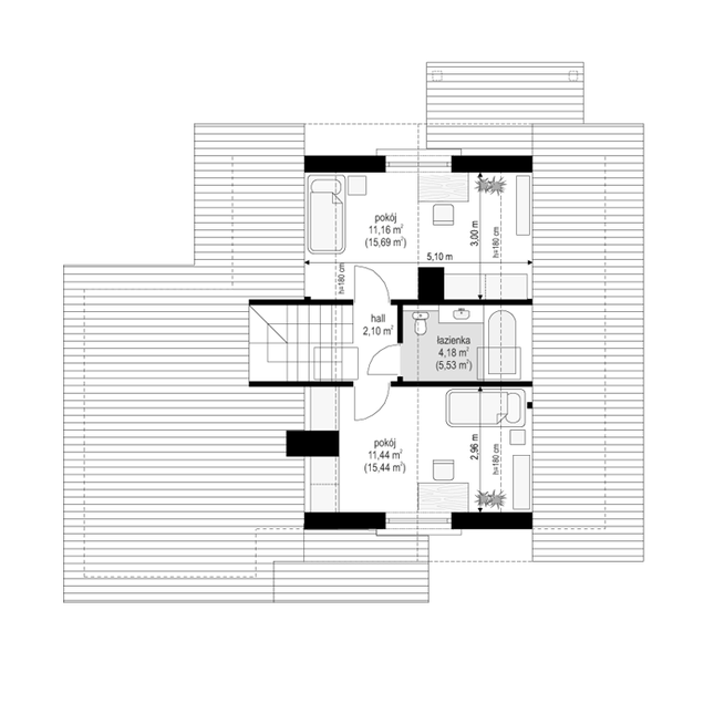 Rzut poddasza POW. 38,8 m²