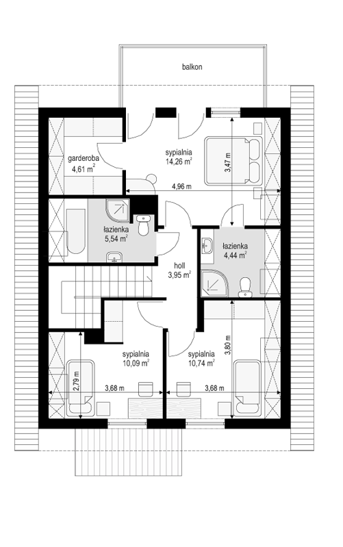 Rzut poddasza POW. 53,6 m²