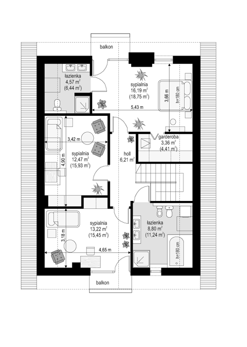 Rzut poddasza POW. 78,4 m²