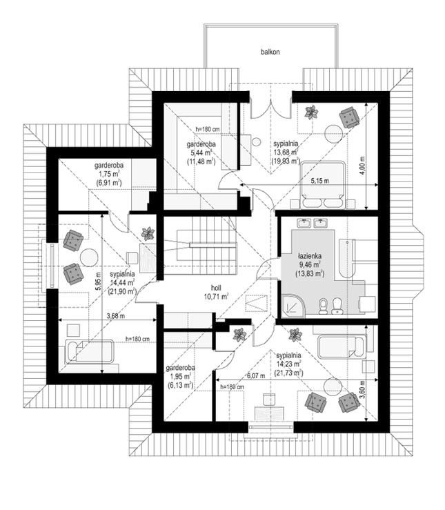 Rzut poddasza POW. 112,6 m²
