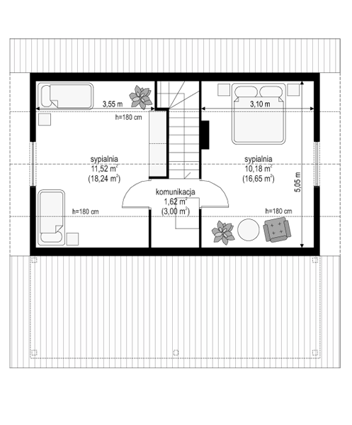 Rzut poddasza POW. 37,9 m²
