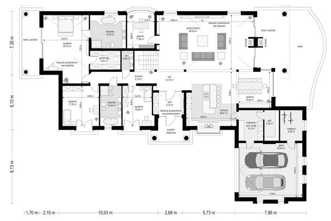 Rzut parteru POW. 324,3 m²