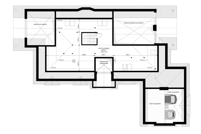Rzut poddasza: do indywidualnej adaptacji POW. 0,0 m²