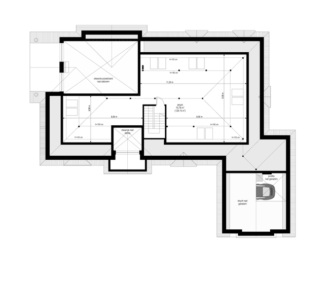 Rzut poddasza: do indywidualnej adaptacji POW. 0,0 m²