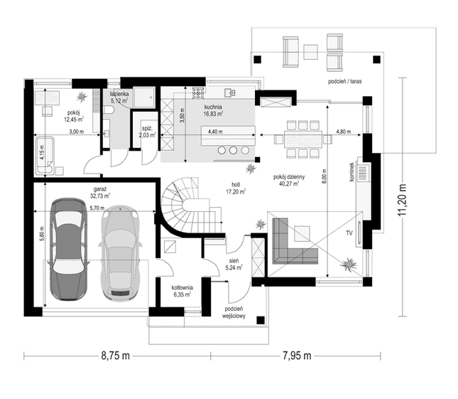 Rzut parteru POW. 138,2 m²