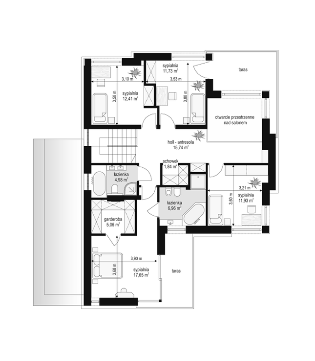 Rzut piętra POW. 88,3 m²