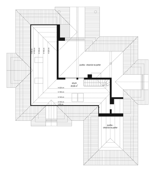 Rzut strychu: Do indywidualnej adaptacji POW. 0,0 m²