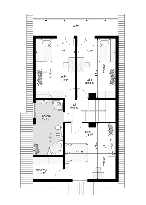 Rzut poddasza POW. 46,5 m²