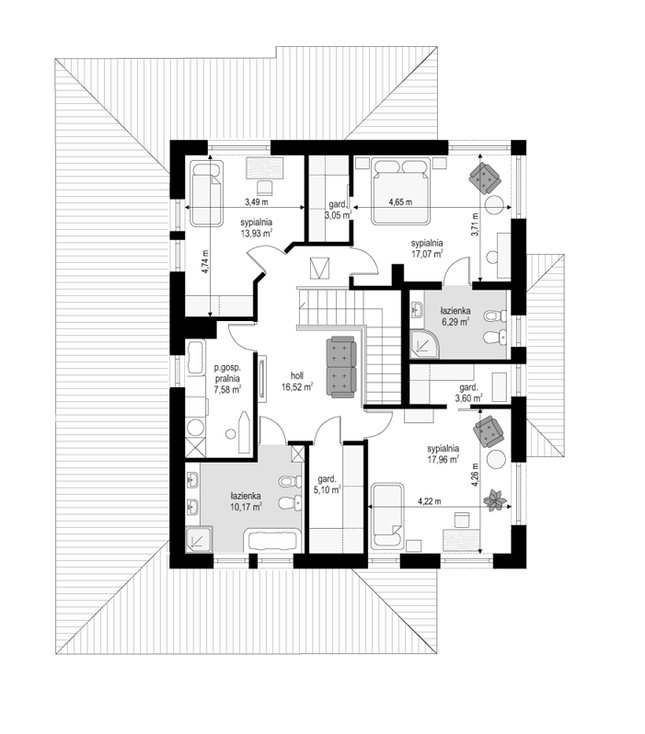 Rzut piętra POW. 101,3 m²