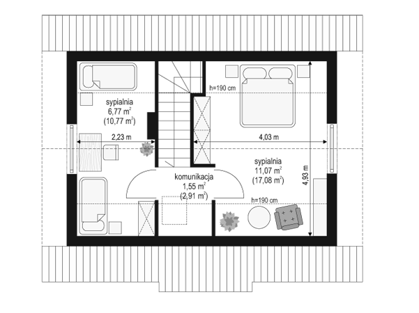 Rzut poddasza POW. 30,8 m²
