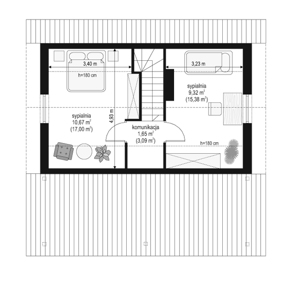 Rzut poddasza POW. 35,5 m²