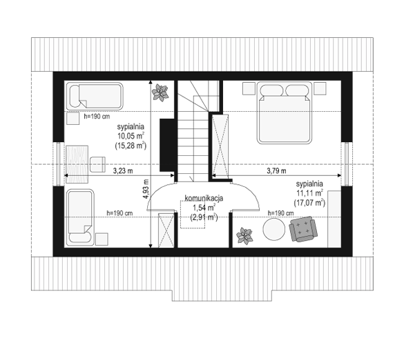 Rzut poddasza POW. 35,3 m²