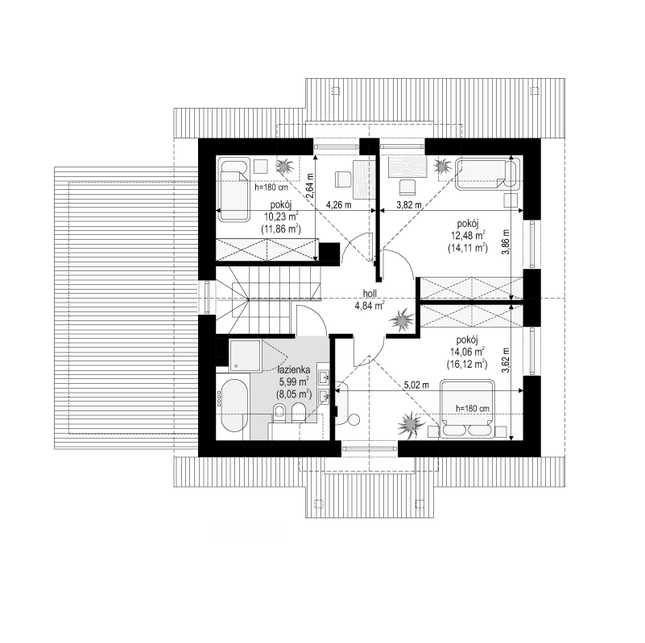 Rzut poddasza POW. 55,0 m²