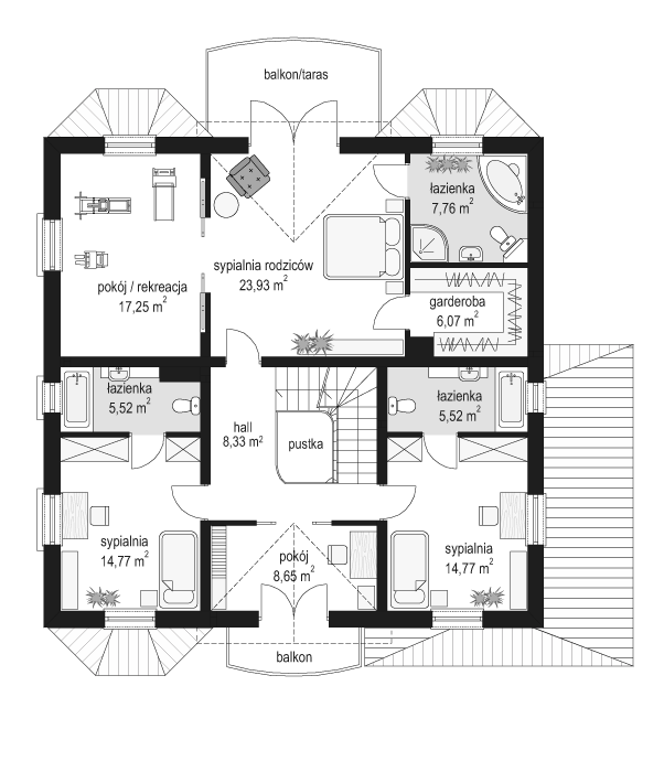 Rzut piętra POW. 112,6 m²