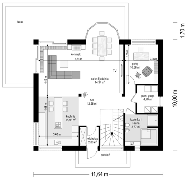 Rzut parteru POW. 99,0 m²