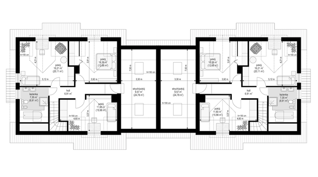 Rzut poddasza POW. 89,4 m²
