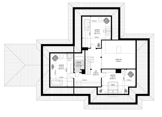 Rzut poddasza POW. 102,0 m²