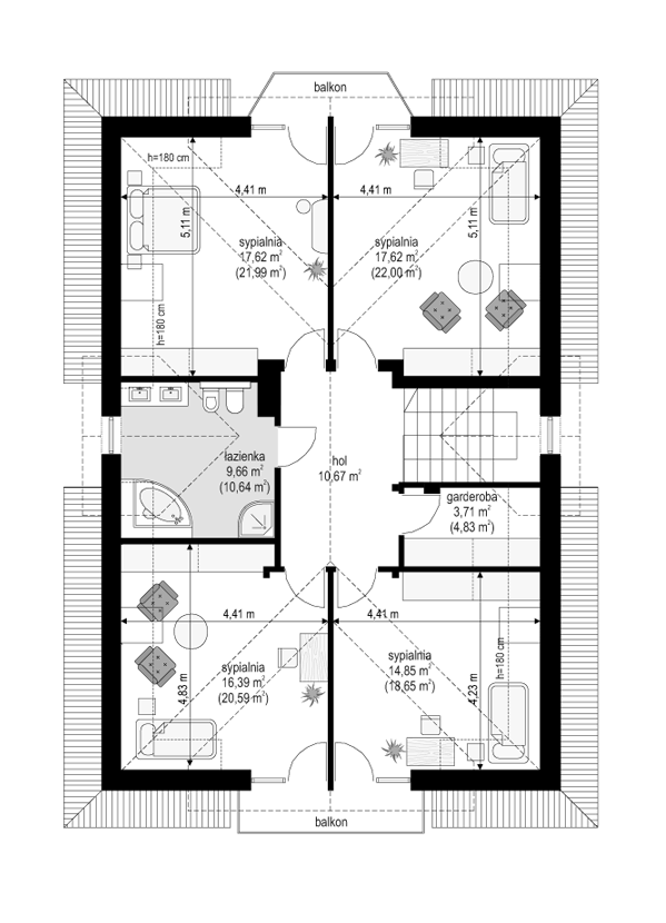 Rzut poddasza POW. 109,4 m²