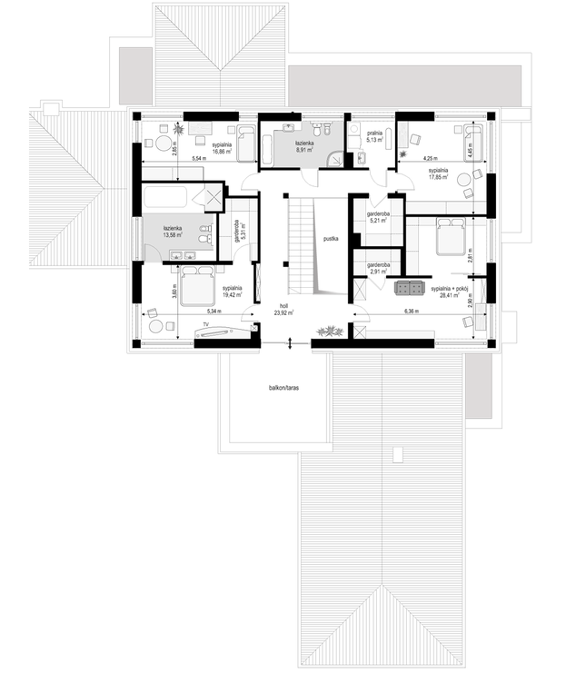 Rzut piętra POW. 147,5 m²