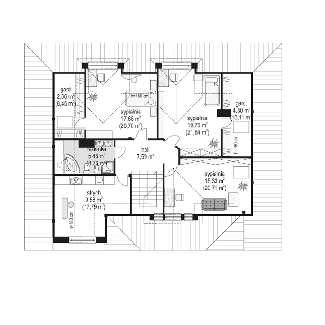 Rzut poddasza POW. 115,5 m²