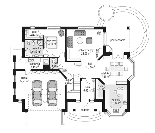 Rzut parteru POW. 157,2 m²