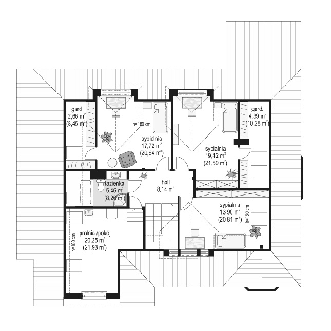 Rzut poddasza POW. 120,1 m²