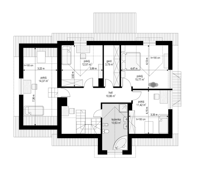 Rzut poddasza POW. 79,4 m²
