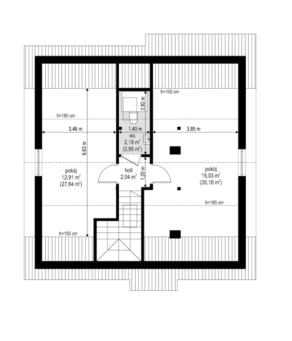 Rzut poddasza POW. 68,8 m²