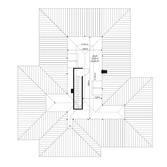 Rzut strychu: Do indywidualnej adaptacji POW. 0,0 m²