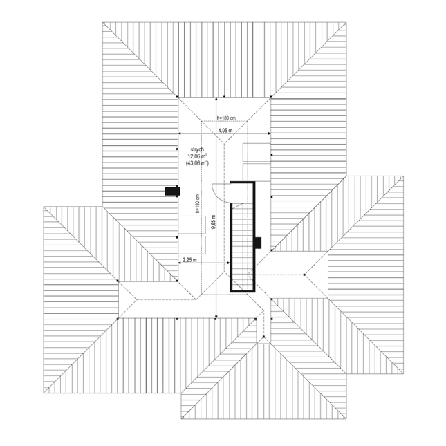 Rzut strychu lustro: Do indywidualnej adaptacji POW. 0,0 m²