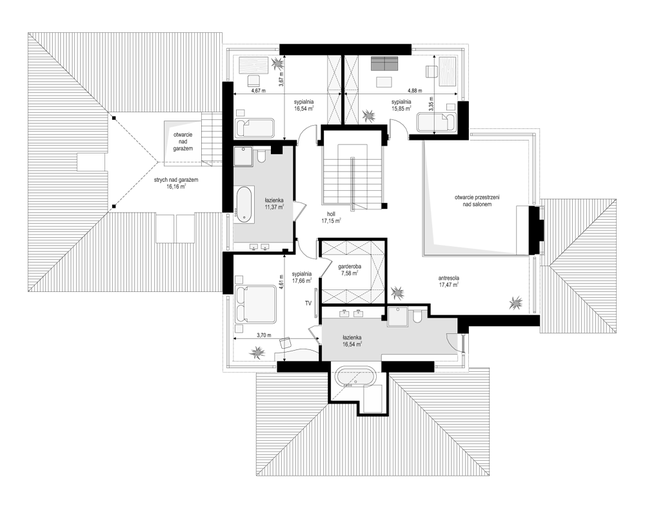Rzut piętra POW. 136,3 m²