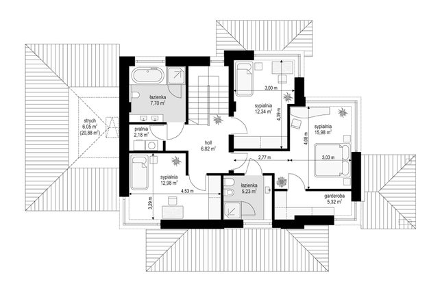 Rzut piętra POW. 89,4 m²