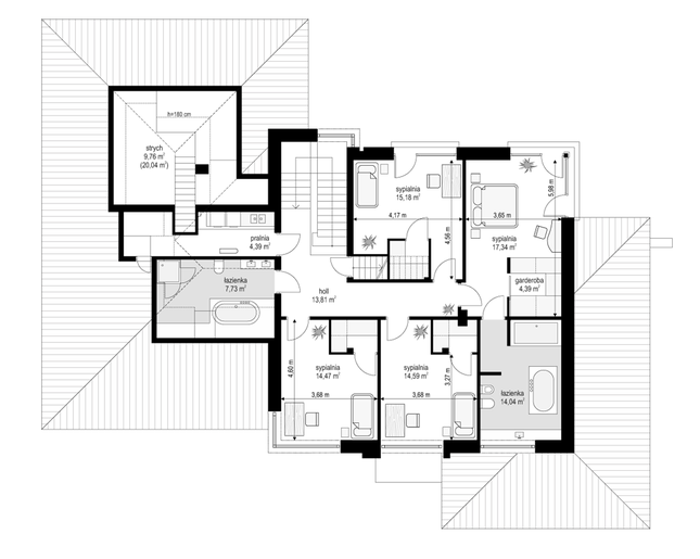 Rzut piętra POW. 126,0 m²