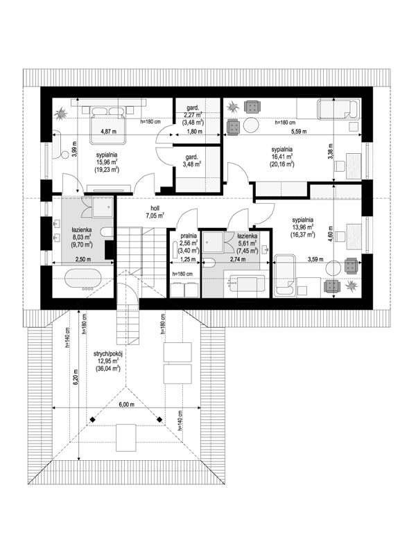 Rzut poddasza POW. 126,4 m²