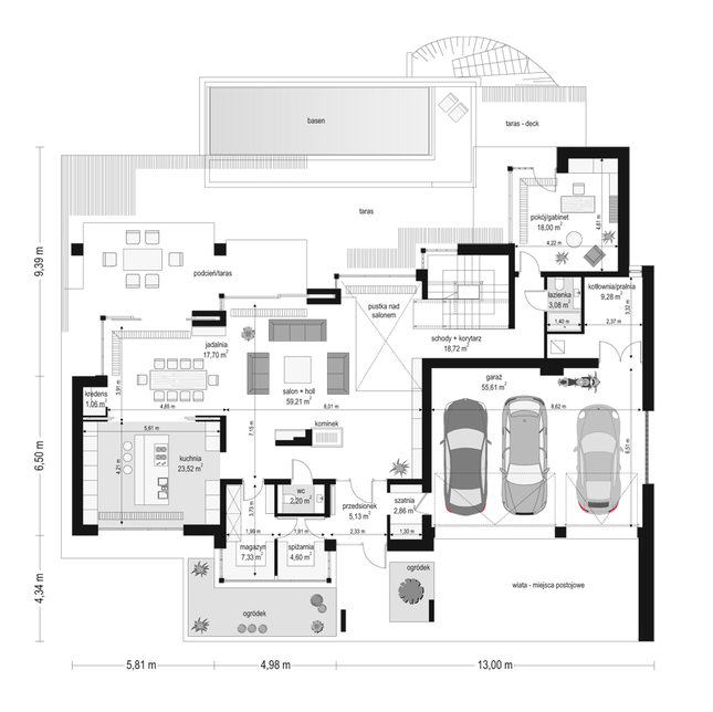 Rzut parteru POW. 227,2 m²