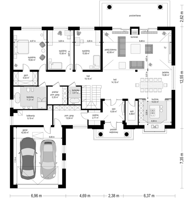 Rzut parteru POW. 260,6 m²