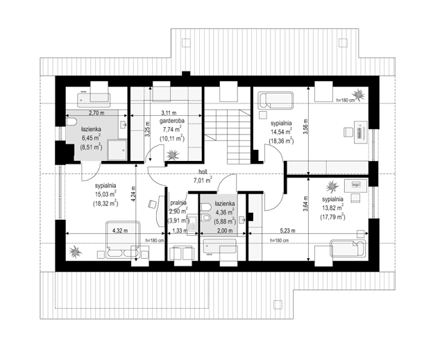 Rzut poddasza POW. 89,9 m²