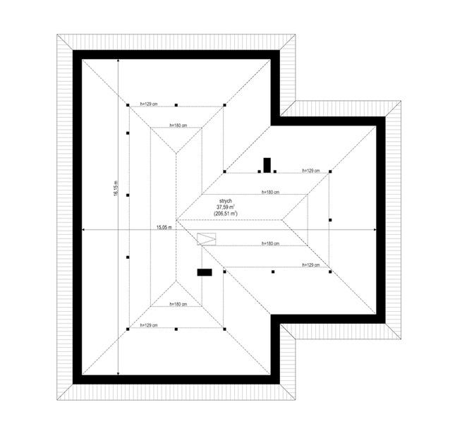 Rzut strychu POW. 0,0 m²