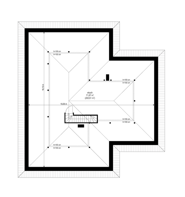 Rzut strychu POW. 0,0 m²