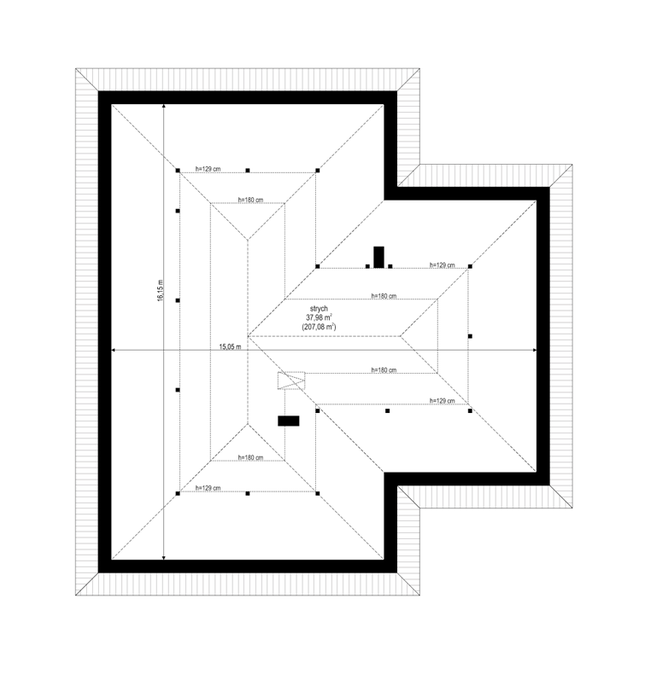 Rzut strychu POW. 0,0 m²