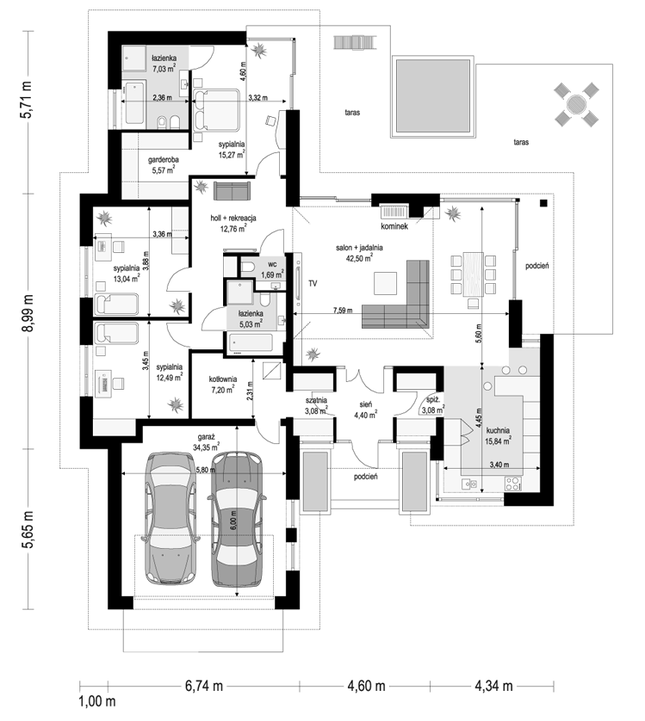 Rzut parteru POW. 183,3 m²