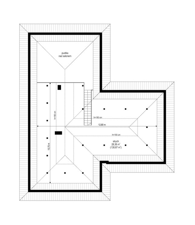 Rzut strychu POW. 0,0 m²