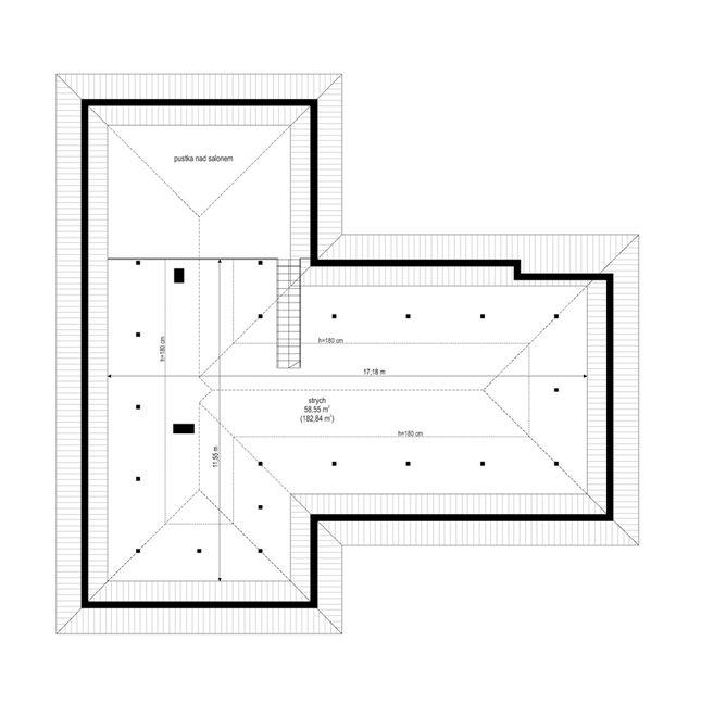 Rzut strychu POW. 0,0 m²