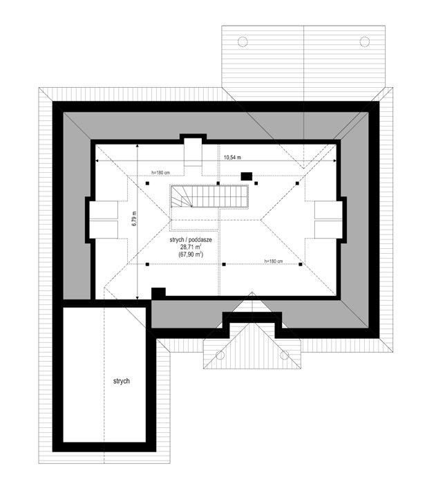 Rzut poddasza: Do indywidualnej adaptacji POW. 0,0 m²