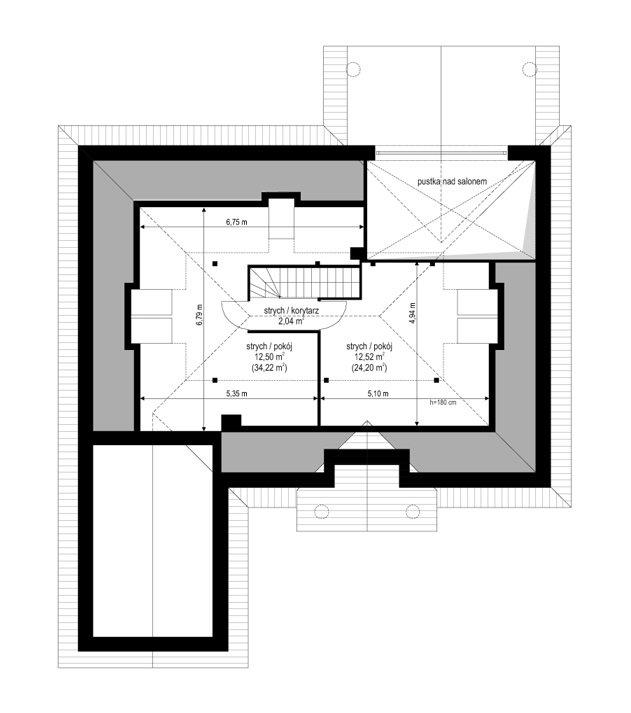 Rzut poddasza: Do indywidualnej adaptacji POW. 0,0 m²