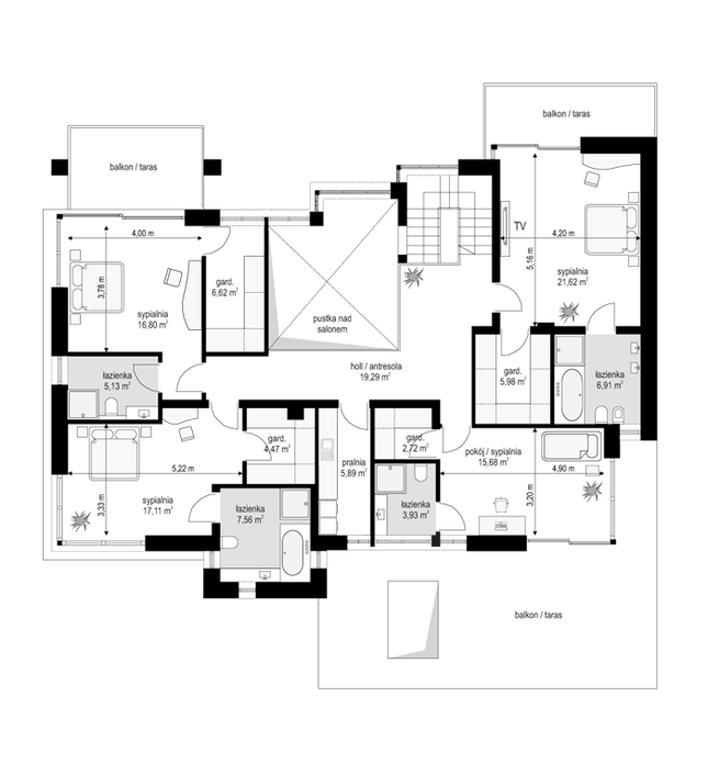 Rzut piętra POW. 139,7 m²