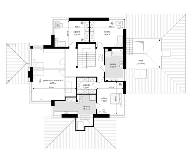 Rzut piętra POW. 147,4 m²