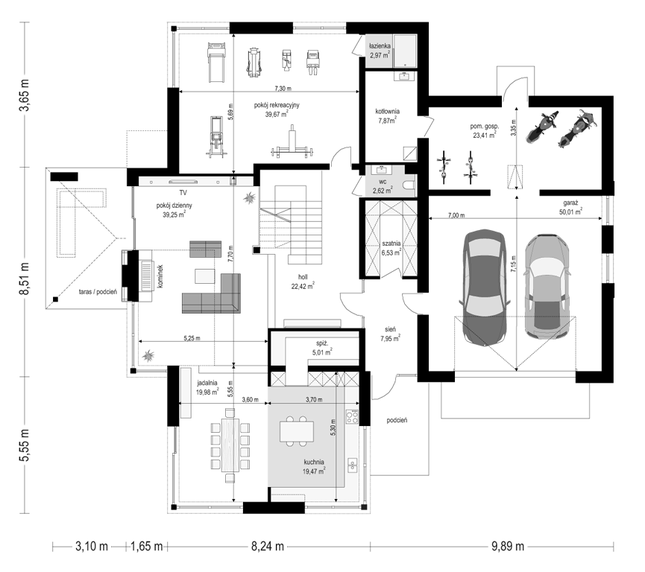 Rzut parteru POW. 247,2 m²