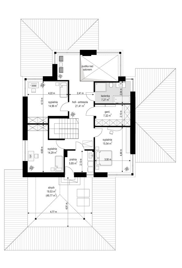 Rzut piętra POW. 136,4 m²